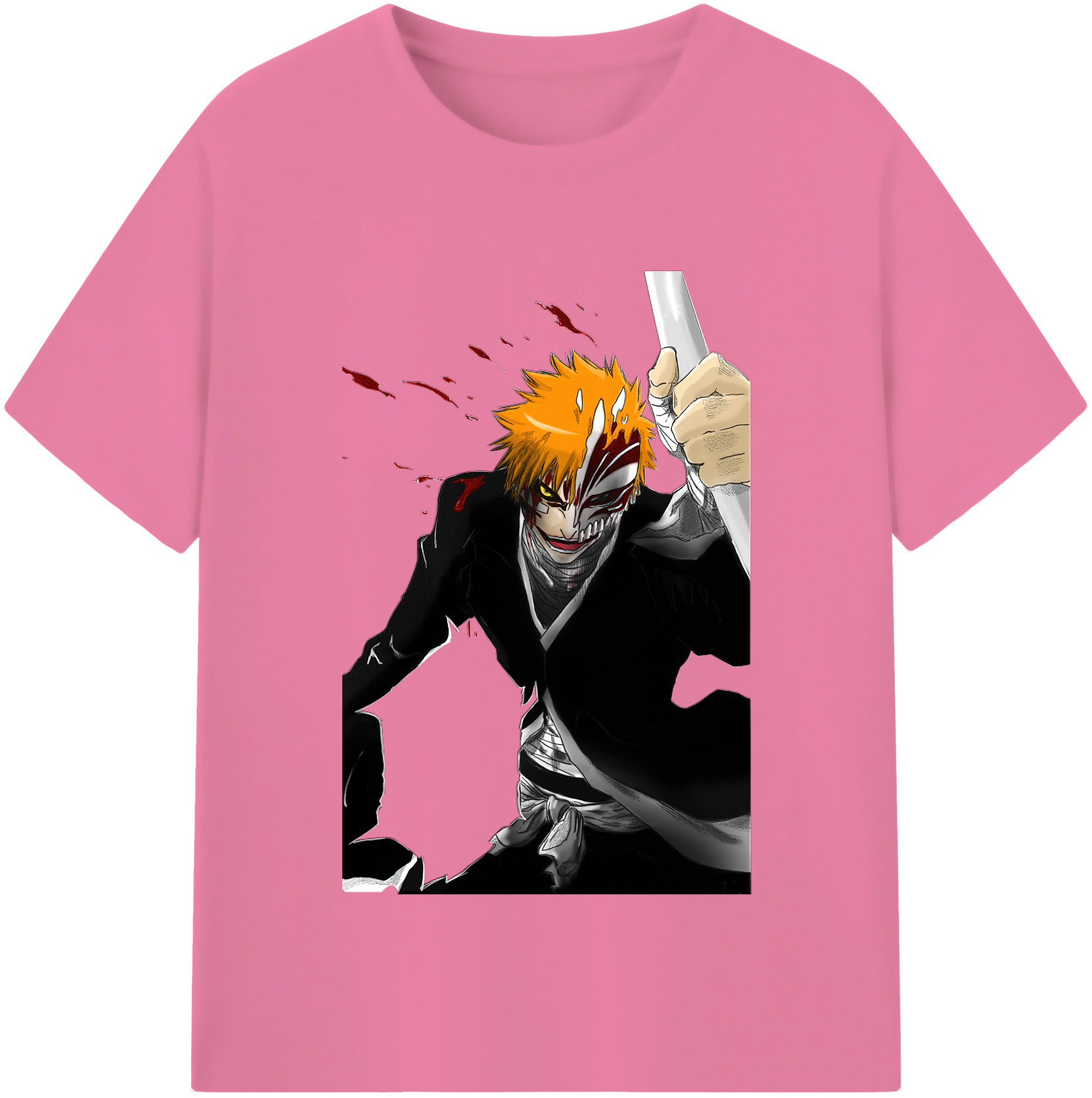 （画像用） ブリーチ 黒崎一護（くろさき いちご）BLEACH Kurosaki Ichigo 綿100％半袖Tシャツ（フロントプリント）